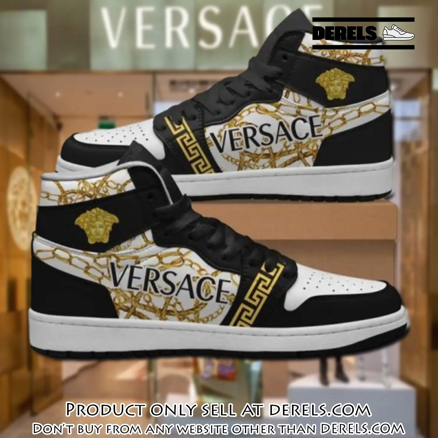 Black white gianni versace high air jordan sneakers shoes hot  gifts unisex dr0851863
